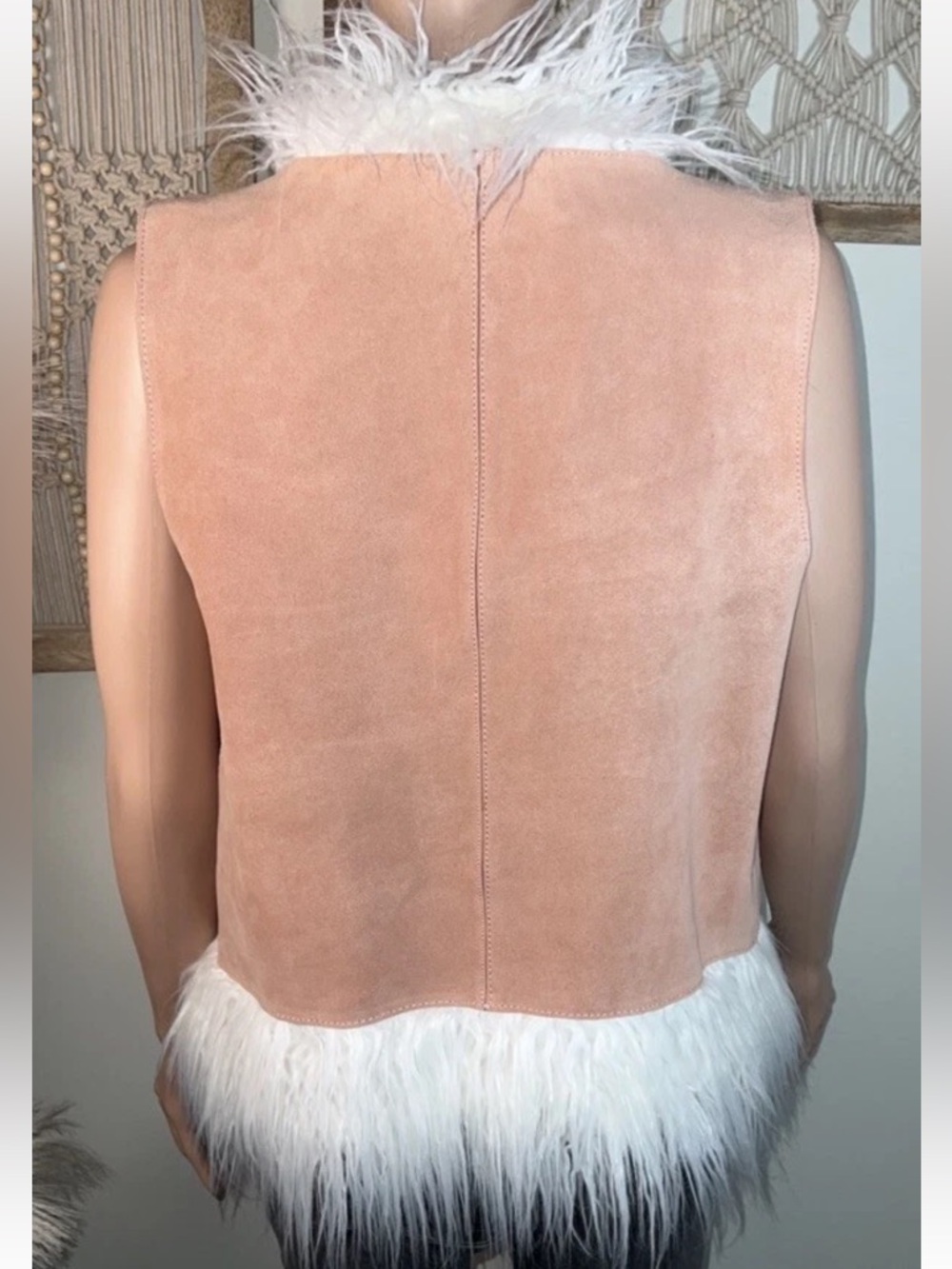 Free People Understated Indigo River Vest Pink XS faux fur - Picture 5 of 16